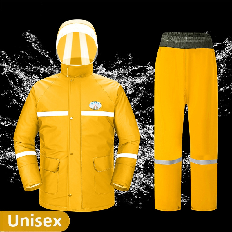 Sada pončá a nohavíc do dažďa so split dizajnom, PVC tkanina s PU náterom, hrubý štýl, pre dospelých cyklistov