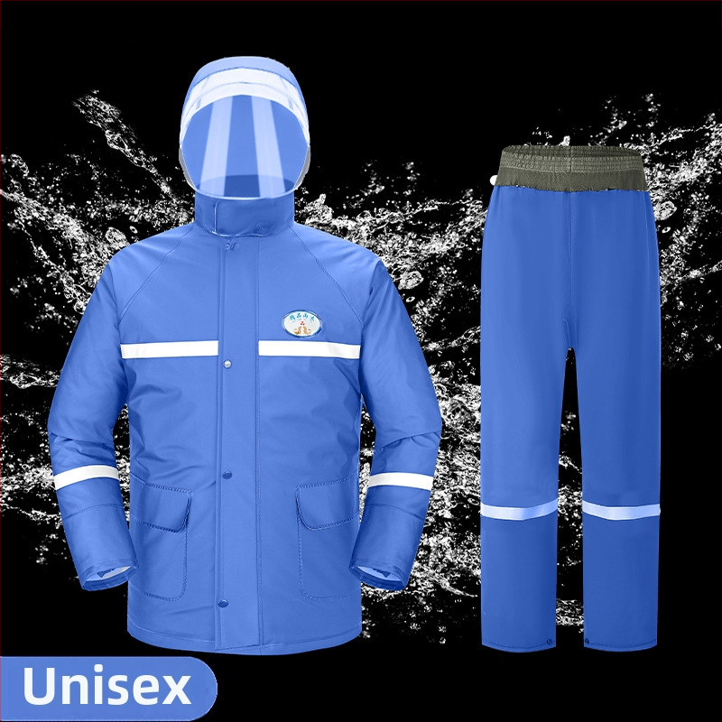 Sada pončá a nohavíc do dažďa so split dizajnom, PVC tkanina s PU náterom, hrubý štýl, pre dospelých cyklistov