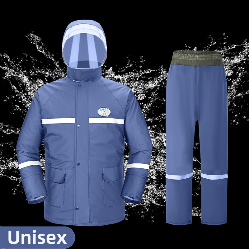 Sada pončá a nohavíc do dažďa so split dizajnom, PVC tkanina s PU náterom, hrubý štýl, pre dospelých cyklistov