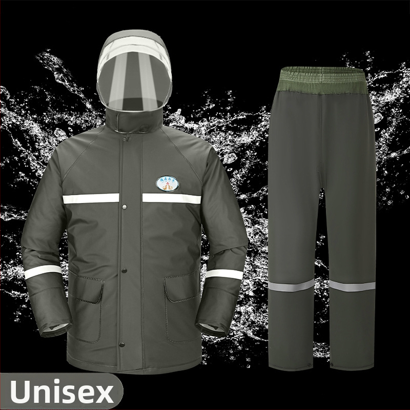 Sada pončá a nohavíc do dažďa so split dizajnom, PVC tkanina s PU náterom, hrubý štýl, pre dospelých cyklistov