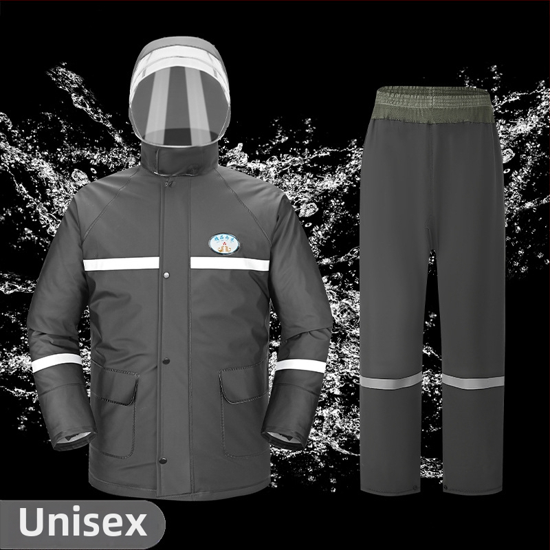 Sada pončá a nohavíc do dažďa so split dizajnom, PVC tkanina s PU náterom, hrubý štýl, pre dospelých cyklistov