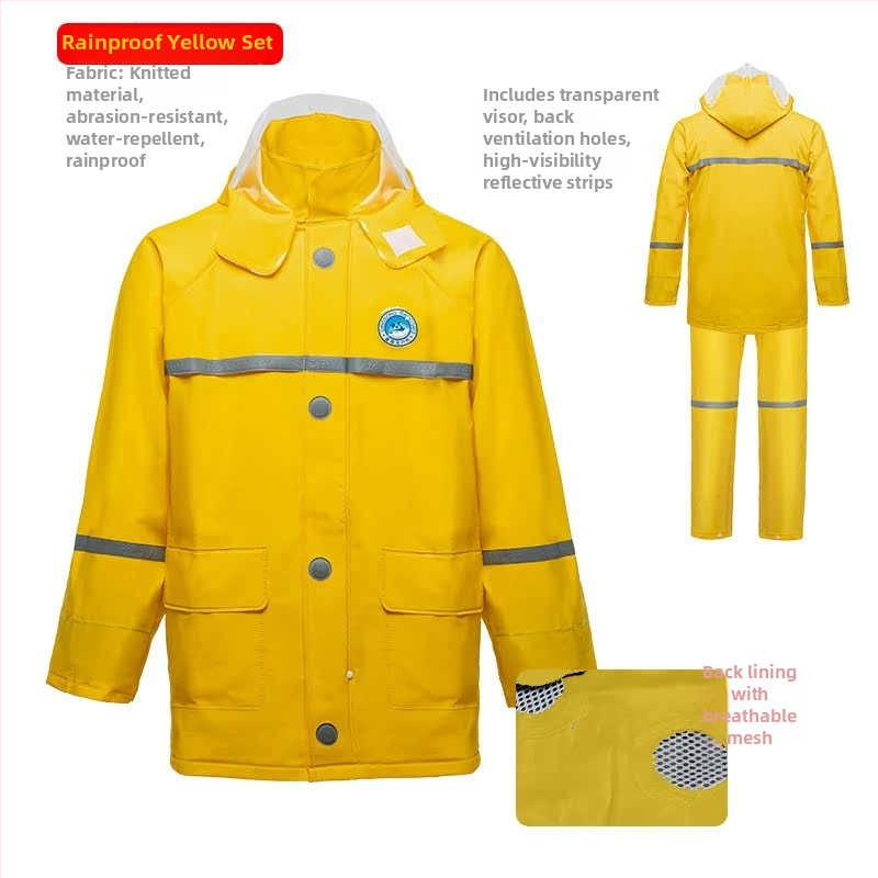 Sada pončá a nohavíc do dažďa so split dizajnom, PVC tkanina s PU náterom, hrubý štýl, pre dospelých cyklistov