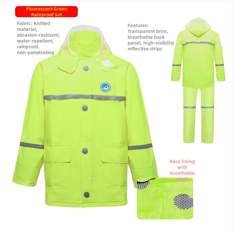 Sada pončá a nohavíc do dažďa so split dizajnom, PVC tkanina s PU náterom, hrubý štýl, pre dospelých cyklistov