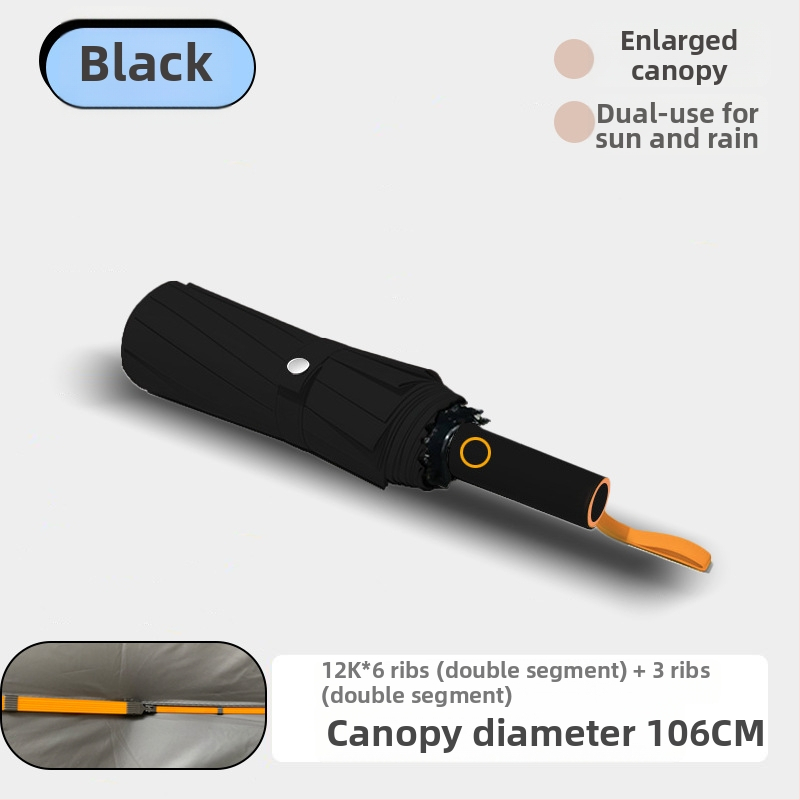 Αυτόματη διαφημιστική ομπρέλα για ήλιο και βροχή με τριμερή κατασκευή, σκελετός 12 ραβδιών, κεντρικός σωλήνας από ατσάλι, ύφασμα 190T, δυνατότητα εκτύπωσης λογότυπου