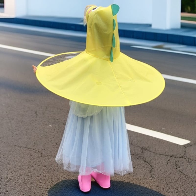 Παιδική ομπρέλα-καπέλο: ελαφριά, διαφανής αναδιπλούμενη κατασκευή, αλουμινένιος σκελετός και ράβδοι, 170T βινύλιο ύφασμα, συσκευασία 31x33x0,8 εκ, ακαθάριστο βάρος 200 g