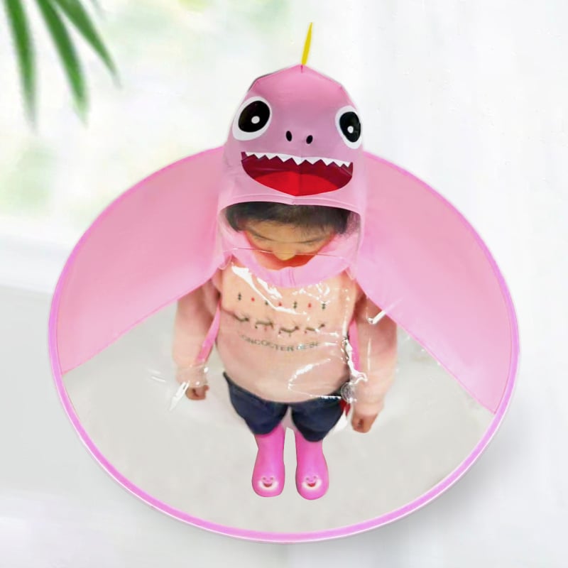 Παιδική ομπρέλα-καπέλο: ελαφριά, διαφανής αναδιπλούμενη κατασκευή, αλουμινένιος σκελετός και ράβδοι, 170T βινύλιο ύφασμα, συσκευασία 31x33x0,8 εκ, ακαθάριστο βάρος 200 g