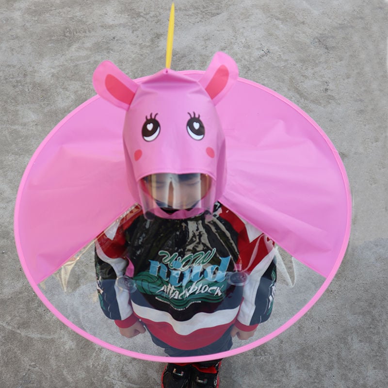 Παιδική ομπρέλα-καπέλο: ελαφριά, διαφανής αναδιπλούμενη κατασκευή, αλουμινένιος σκελετός και ράβδοι, 170T βινύλιο ύφασμα, συσκευασία 31x33x0,8 εκ, ακαθάριστο βάρος 200 g