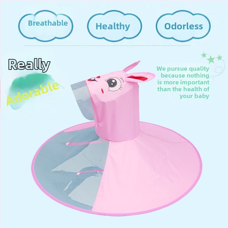 Παιδική ομπρέλα-καπέλο: ελαφριά, διαφανής αναδιπλούμενη κατασκευή, αλουμινένιος σκελετός και ράβδοι, 170T βινύλιο ύφασμα, συσκευασία 31x33x0,8 εκ, ακαθάριστο βάρος 200 g