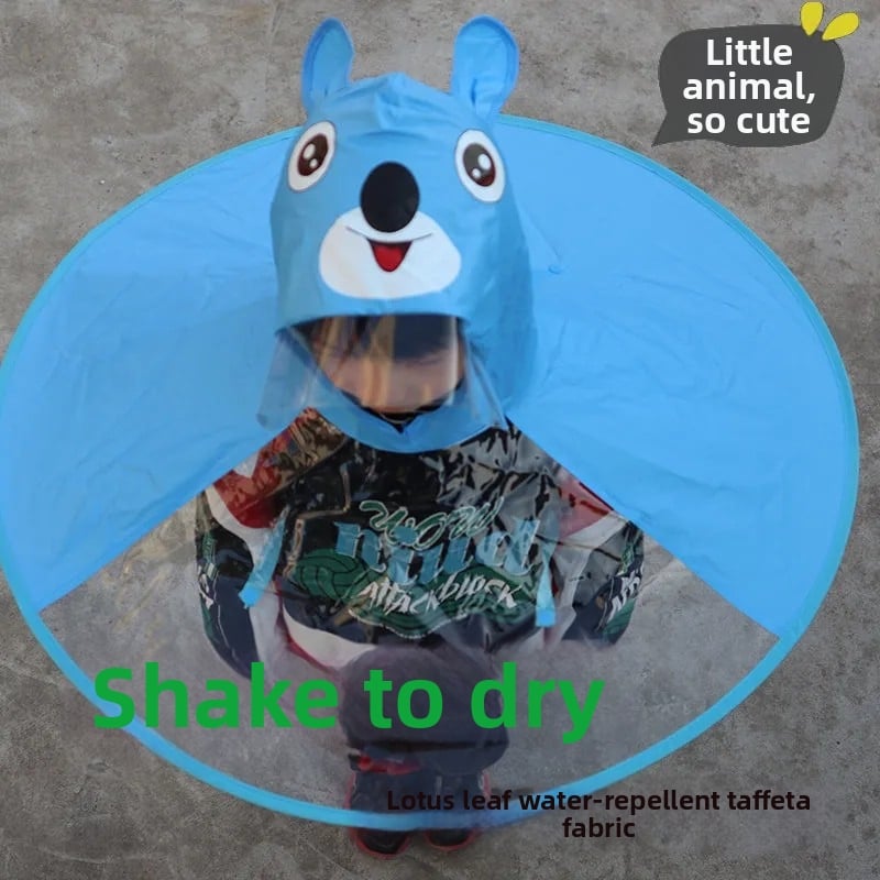 Παιδική ομπρέλα-καπέλο: ελαφριά, διαφανής αναδιπλούμενη κατασκευή, αλουμινένιος σκελετός και ράβδοι, 170T βινύλιο ύφασμα, συσκευασία 31x33x0,8 εκ, ακαθάριστο βάρος 200 g