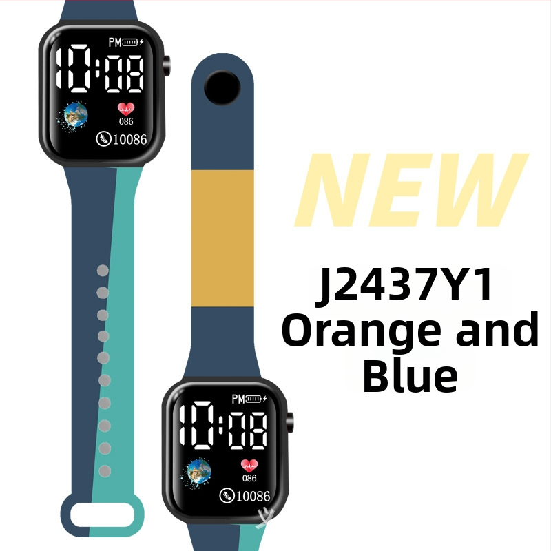 LED digitálne hodinky pre vonkajšie športy a študentov, štvorcový plastový obal, digitálny displej, elektronický pohon, plastový remienok