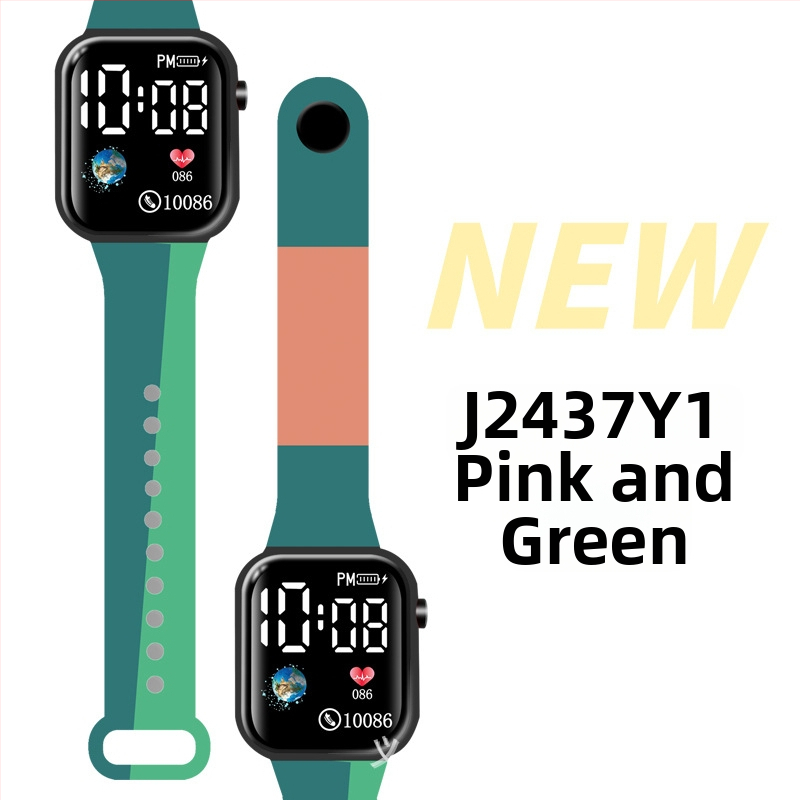 LED digitálne hodinky pre vonkajšie športy a študentov, štvorcový plastový obal, digitálny displej, elektronický pohon, plastový remienok