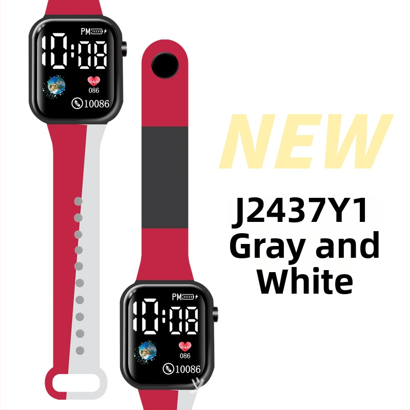 LED digitálne hodinky pre vonkajšie športy a študentov, štvorcový plastový obal, digitálny displej, elektronický pohon, plastový remienok