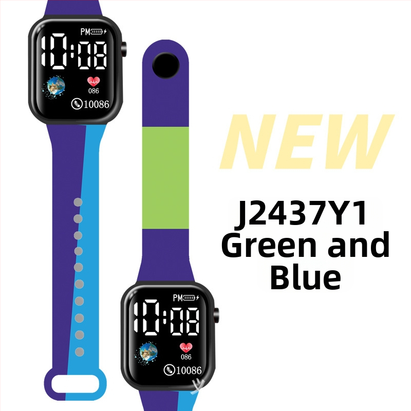 LED digitálne hodinky pre vonkajšie športy a študentov, štvorcový plastový obal, digitálny displej, elektronický pohon, plastový remienok