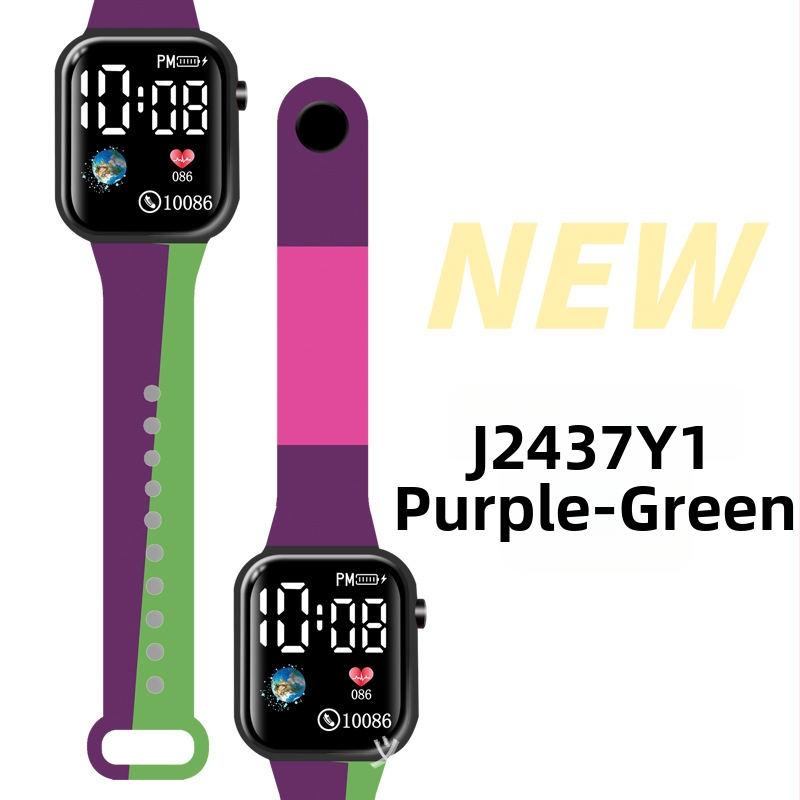 LED digitálne hodinky pre vonkajšie športy a študentov, štvorcový plastový obal, digitálny displej, elektronický pohon, plastový remienok