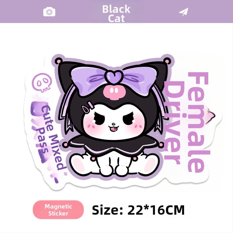 Autocolant pentru mașină cu model cartoon, montare magnetică; material: autocolant