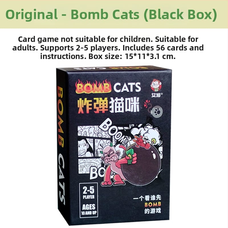 Stolna igra s karticama – tema eksplodirajući mačić i zombijska mačka, materijal papir, za uzrast 7–60.