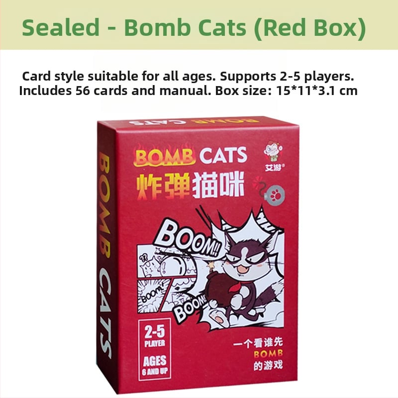 Stolna igra s karticama – tema eksplodirajući mačić i zombijska mačka, materijal papir, za uzrast 7–60.