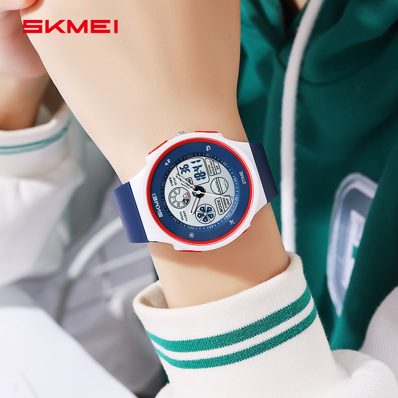 Skmei Többcélú sportos karóra, 50 m vízálló, kettős időmérés (analóg kijelző + digitális kijelző), stopper, dátum, 12/24 órás formátum