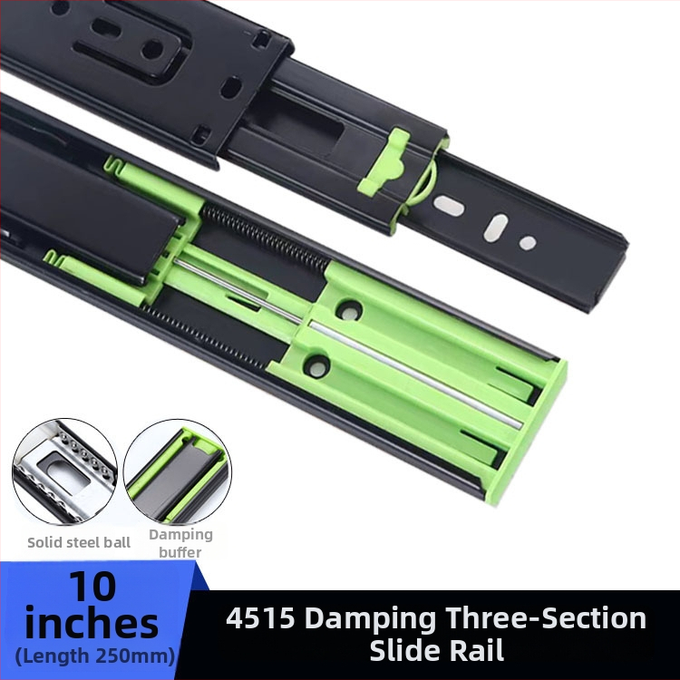 Trojsegmentový tlmiaci zásuvkový vodič s tichým chodom, guľôčkový ložiskový oceľový vodič, model H12b, materiál: oceľ, povrchové úpravy: elektroforetická povrchová úprava, galvanizácia, brúsený povrch