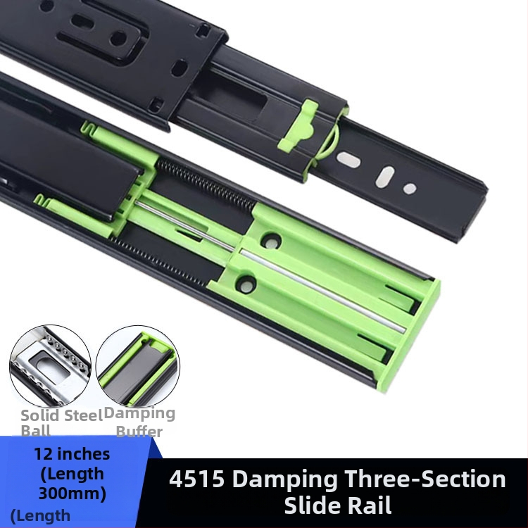 Trojsegmentový tlmiaci zásuvkový vodič s tichým chodom, guľôčkový ložiskový oceľový vodič, model H12b, materiál: oceľ, povrchové úpravy: elektroforetická povrchová úprava, galvanizácia, brúsený povrch