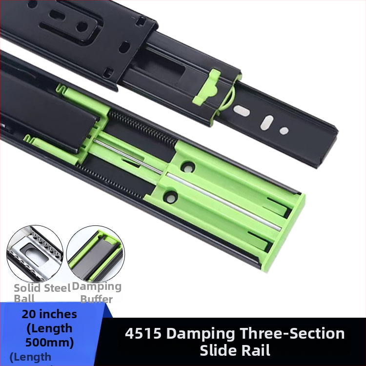 Trojsegmentový tlmiaci zásuvkový vodič s tichým chodom, guľôčkový ložiskový oceľový vodič, model H12b, materiál: oceľ, povrchové úpravy: elektroforetická povrchová úprava, galvanizácia, brúsený povrch