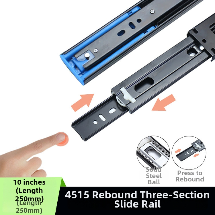 Trojsegmentový tlmiaci zásuvkový vodič s tichým chodom, guľôčkový ložiskový oceľový vodič, model H12b, materiál: oceľ, povrchové úpravy: elektroforetická povrchová úprava, galvanizácia, brúsený povrch