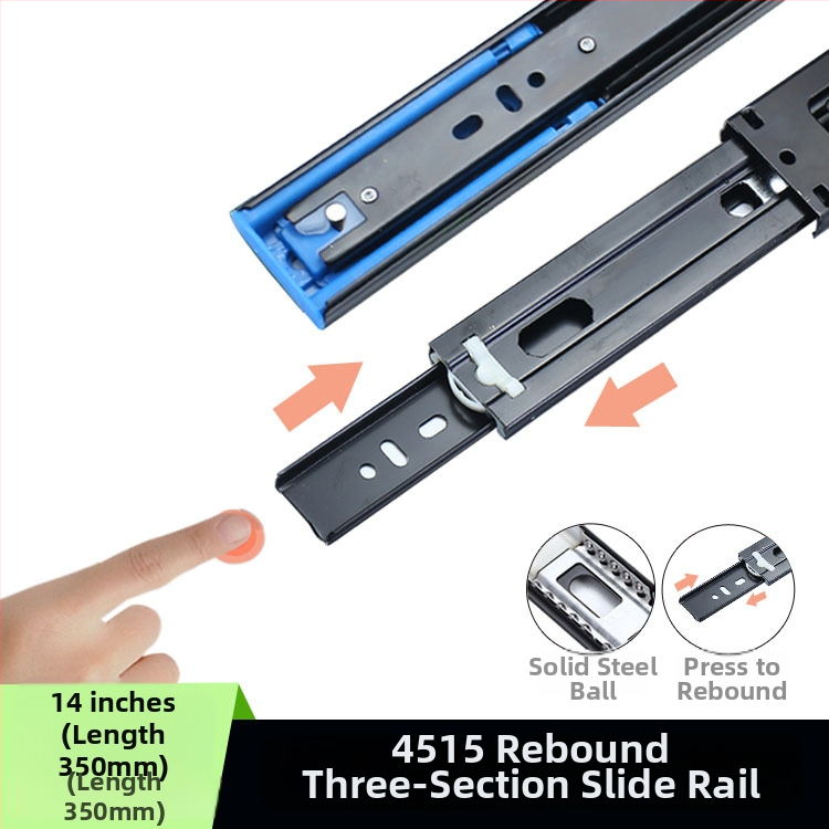 Trojsegmentový tlmiaci zásuvkový vodič s tichým chodom, guľôčkový ložiskový oceľový vodič, model H12b, materiál: oceľ, povrchové úpravy: elektroforetická povrchová úprava, galvanizácia, brúsený povrch