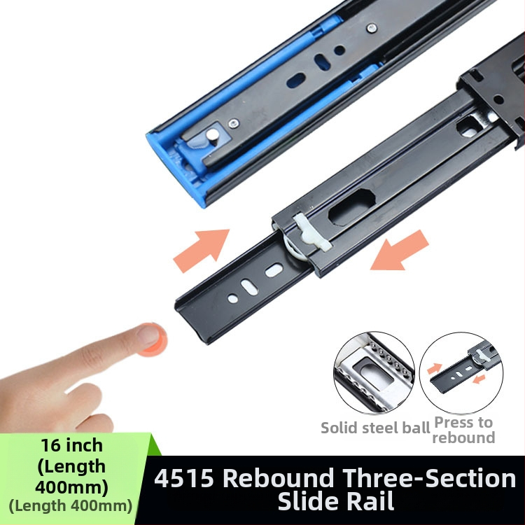 Trojsegmentový tlmiaci zásuvkový vodič s tichým chodom, guľôčkový ložiskový oceľový vodič, model H12b, materiál: oceľ, povrchové úpravy: elektroforetická povrchová úprava, galvanizácia, brúsený povrch