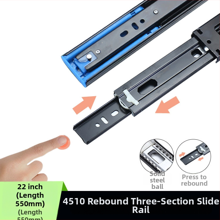 Trojsegmentový tlmiaci zásuvkový vodič s tichým chodom, guľôčkový ložiskový oceľový vodič, model H12b, materiál: oceľ, povrchové úpravy: elektroforetická povrchová úprava, galvanizácia, brúsený povrch