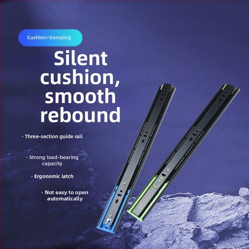 Trojsegmentový tlmiaci zásuvkový vodič s tichým chodom, guľôčkový ložiskový oceľový vodič, model H12b, materiál: oceľ, povrchové úpravy: elektroforetická povrchová úprava, galvanizácia, brúsený povrch