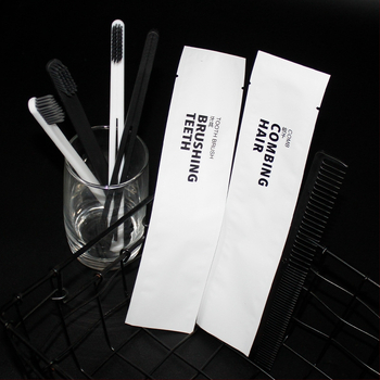 Комплект еднократни хигиенни принадлежности за хотелски стаи, PS пластмаса, биоразградим, печат на лого, персонализация