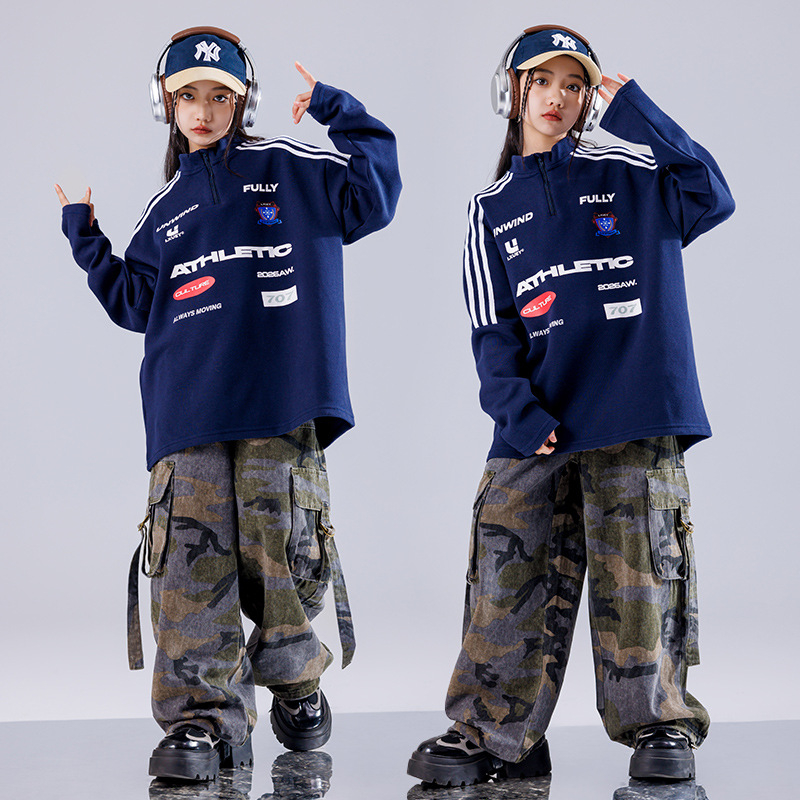 Dječji hip-hop plesni komplet, 70% pamuk, odjeća za nastupe, za djecu 8+ godina (visina iznad 140 cm), Jesen 2024, sigurnosna klasa B