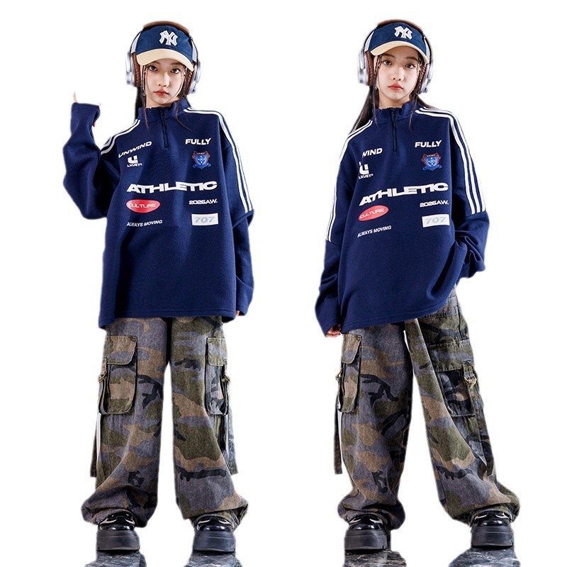 Dječji hip-hop plesni komplet, 70% pamuk, odjeća za nastupe, za djecu 8+ godina (visina iznad 140 cm), Jesen 2024, sigurnosna klasa B