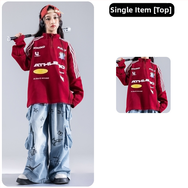 Dječji hip-hop plesni komplet, 70% pamuk, odjeća za nastupe, za djecu 8+ godina (visina iznad 140 cm), Jesen 2024, sigurnosna klasa B