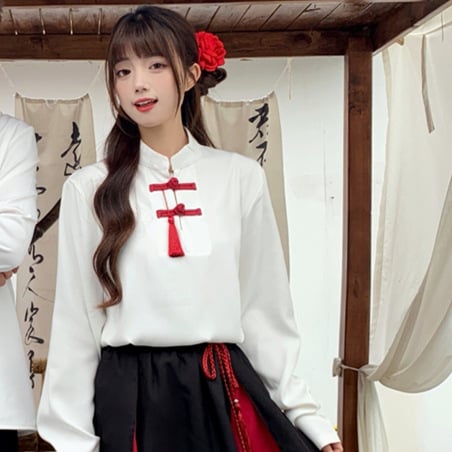 Set Hanfu školske uniforme za scenske nastupe, unisex (poliester; spandeks; 80–90% sadržaja spandeksa; proljeće 2024)