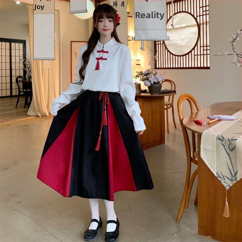 Set Hanfu školske uniforme za scenske nastupe, unisex (poliester; spandeks; 80–90% sadržaja spandeksa; proljeće 2024)