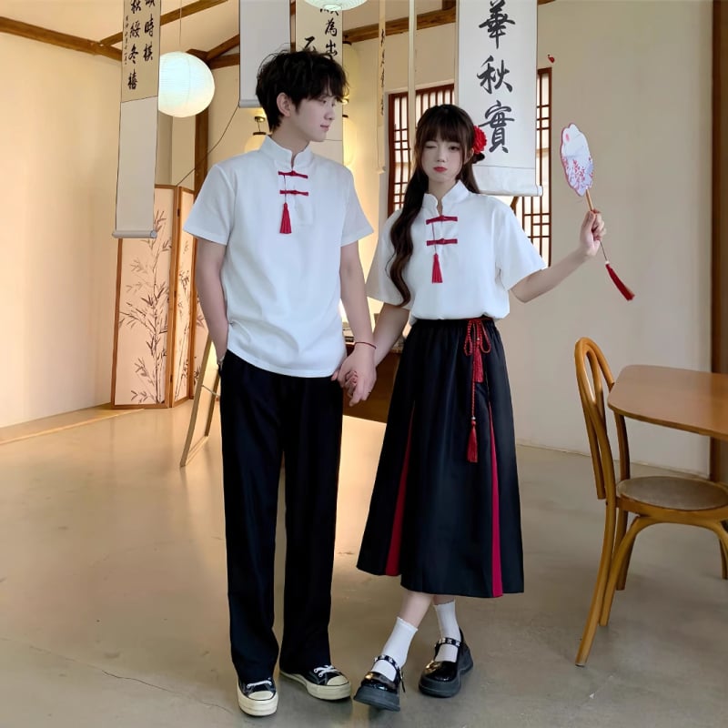 Set Hanfu školske uniforme za scenske nastupe, unisex (poliester; spandeks; 80–90% sadržaja spandeksa; proljeće 2024)