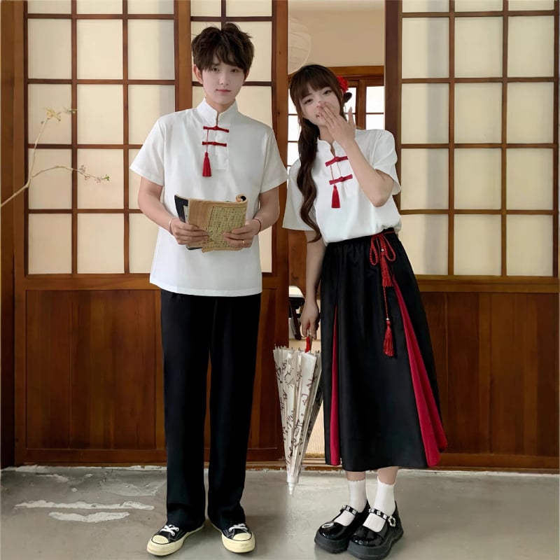 Set Hanfu školske uniforme za scenske nastupe, unisex (poliester; spandeks; 80–90% sadržaja spandeksa; proljeće 2024)