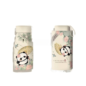 Πτυσσόμενη παιδική ομπρέλα με σχέδιο Panda, χειροκίνητο άνοιγμα/κλείσιμο, σκελετός 12 ραβδων, λαβή αλουμινίου