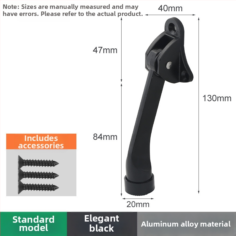 Pozicionér dverí zo zliatiny zinku s ručným pružinovým pedálom, gumový horný obmedzovač, montovaný na dverách, leštený a elektrolyticky potiahnutý povrch