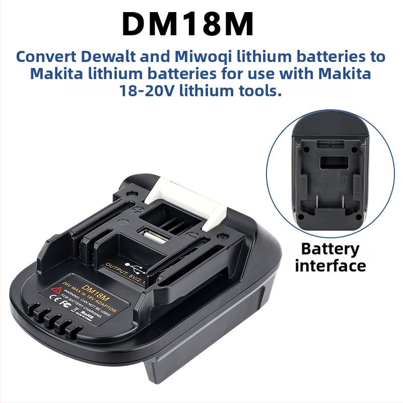 DM18M adaptér pre batériu Dewei 18-20V do Makita náradia, konvertor 5V 2.1A