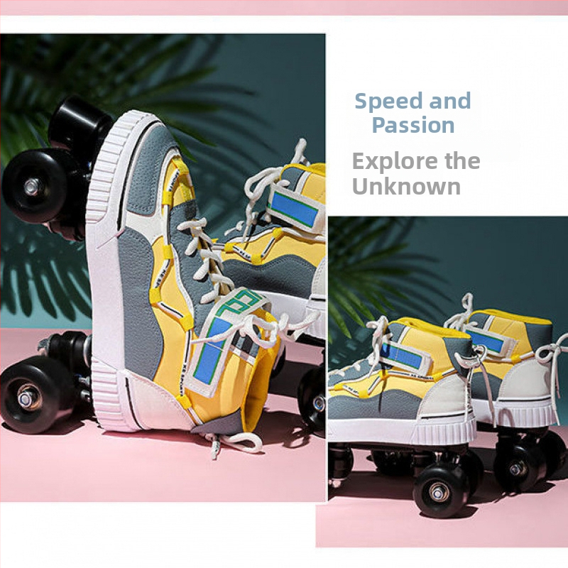 Korčule s dvojradovými kolieskami, vrchná časť bavlna, podrážka z iného materiálu