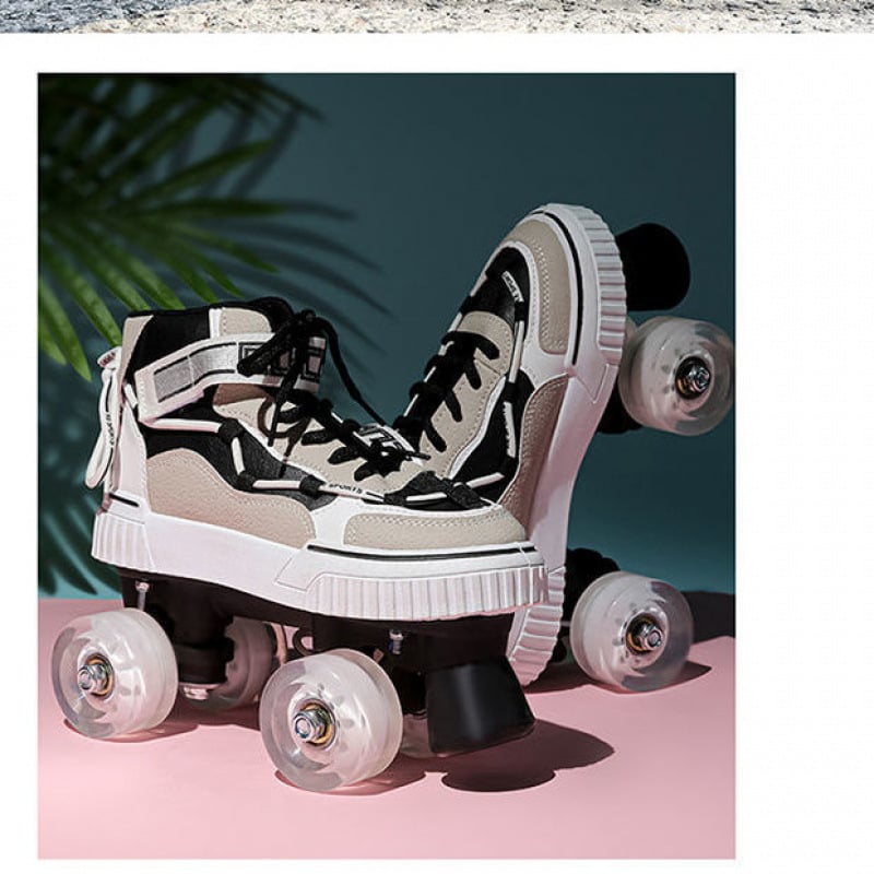 Korčule s dvojradovými kolieskami, vrchná časť bavlna, podrážka z iného materiálu