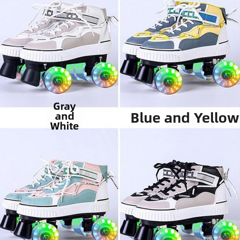 Korčule s dvojradovými kolieskami, vrchná časť bavlna, podrážka z iného materiálu