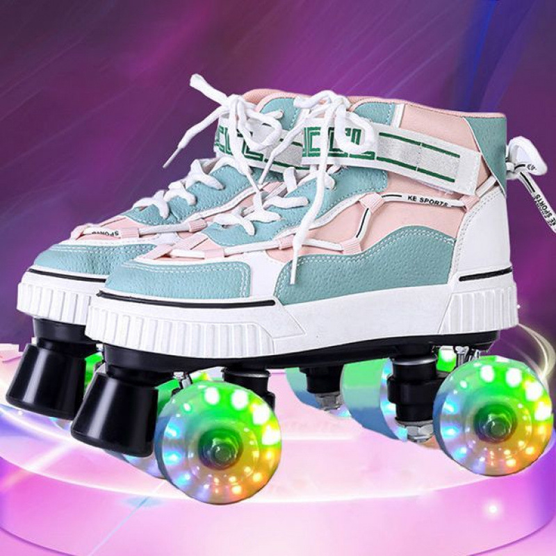 Korčule s dvojradovými kolieskami, vrchná časť bavlna, podrážka z iného materiálu