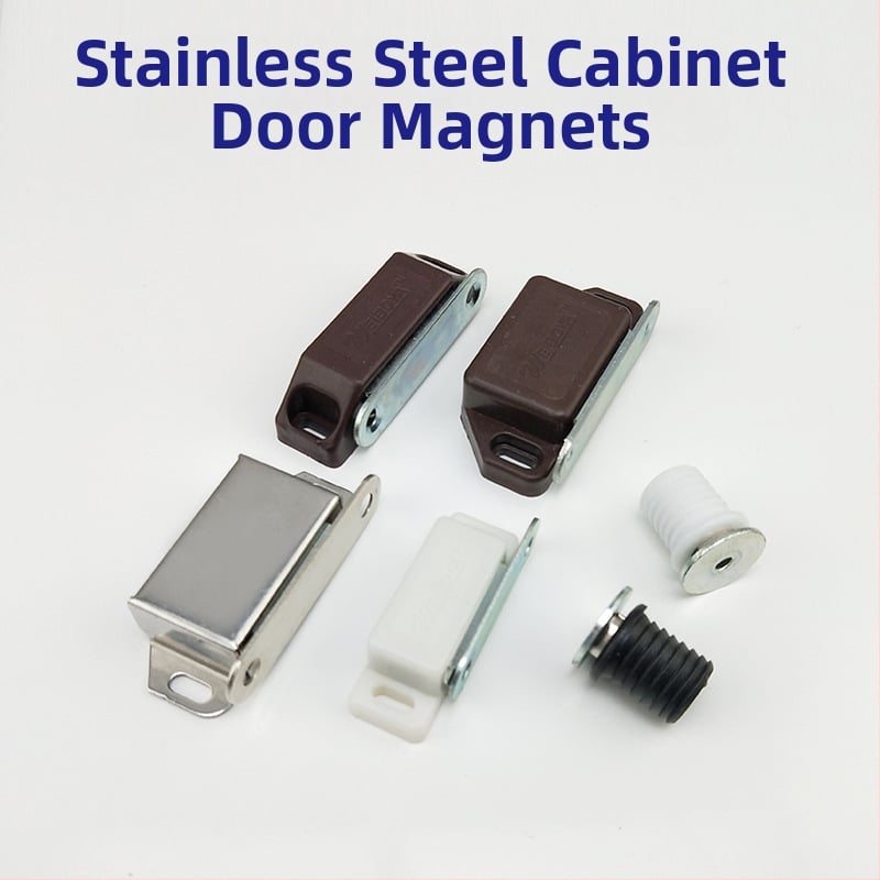Μαγνητικός μηχανισμός πόρτας ντουλάπας — υλικό: πλαστικό και σίδηρος; κατασκευή με χύτευση υπό πίεση; στυλ: μοντέρνο μινιμαλιστικό; κατάλληλο για γυάλινες πόρτες ντουλαπών, εκθεσιακές