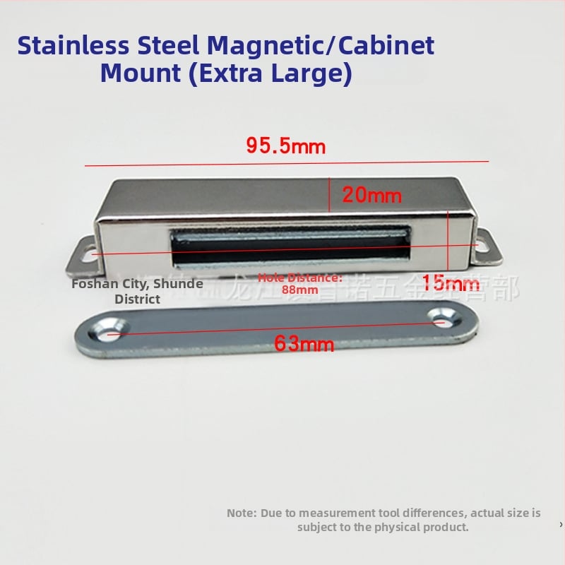 Μαγνητικός μηχανισμός πόρτας ντουλάπας — υλικό: πλαστικό και σίδηρος; κατασκευή με χύτευση υπό πίεση; στυλ: μοντέρνο μινιμαλιστικό; κατάλληλο για γυάλινες πόρτες ντουλαπών, εκθεσιακές