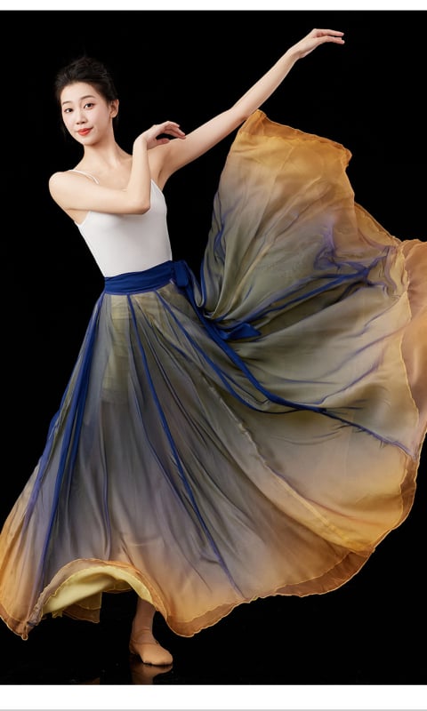 Φούστα για λαϊκό χορό από Τενσελ (Lyocell) 95%+, γυναικείο μοντέλο, με ευρύ τελείωμα