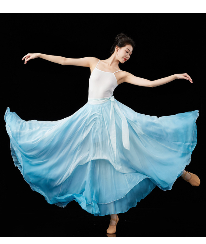 Φούστα για λαϊκό χορό από Τενσελ (Lyocell) 95%+, γυναικείο μοντέλο, με ευρύ τελείωμα