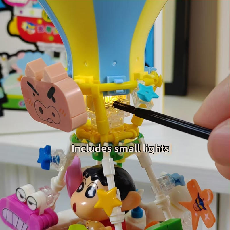 LEGO-kompatibil műanyag építőelemes készlet – Doraemon téma, 400–800 darab, akkumulátoros asztali dekoráció, DIY készlet 7–14 éveseknek